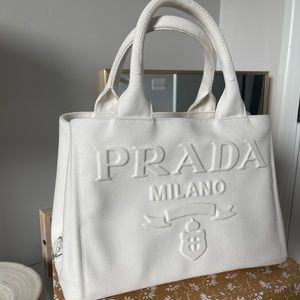 PRADA - White Canvas Cotton Tote - Limited Edition!
